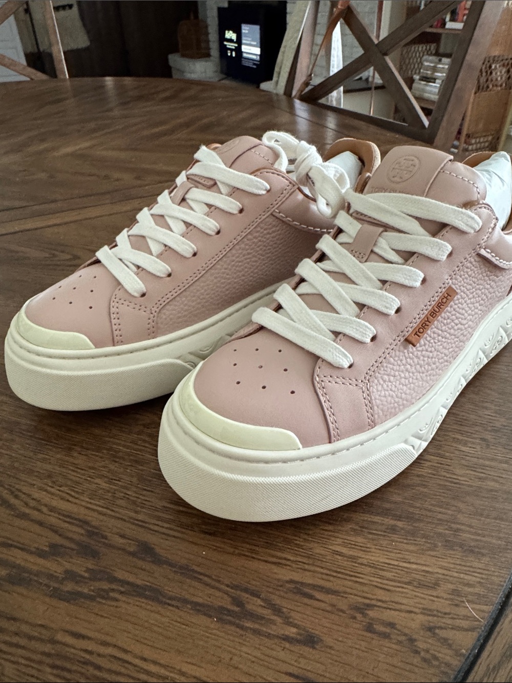 Tory Burch ladybug blush Pink Platform Leather Sneakers